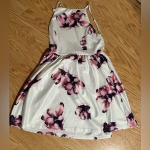 White Dress with Pink & Purple Flowers